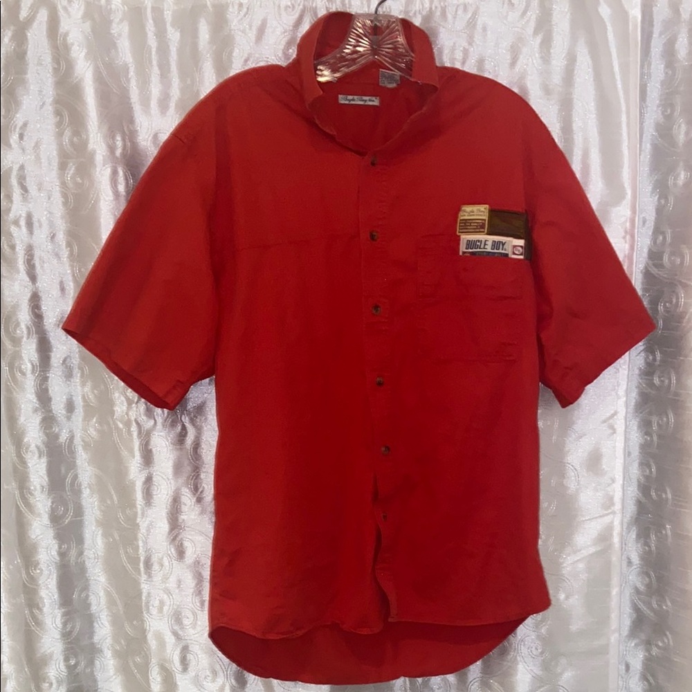 Bugle Boy Red Casual Button Down Shirt Men’s Size Medium 🔥 B1